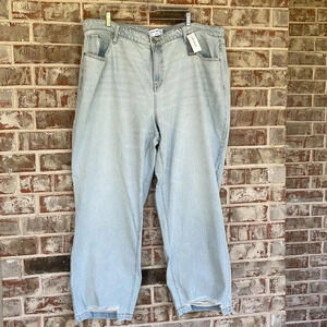 Lane Bryant Light Wash Distressed Straight Ankle Denim Jeans